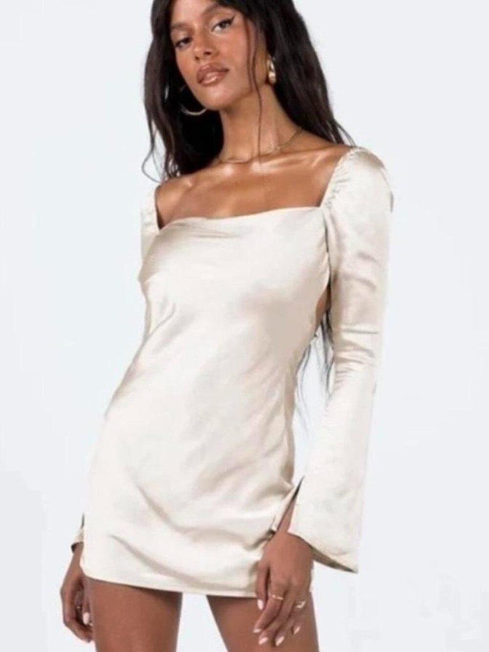 NWT Princess Polly Star Power Champagne Satin Mini Dress Size 4